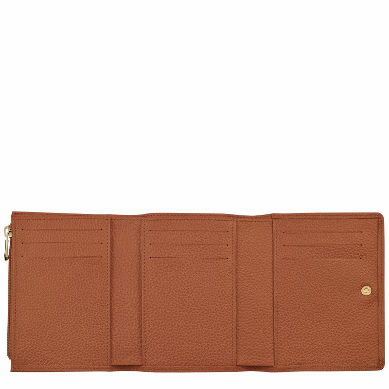 Caramel Longchamp Le FOULONNÉ Wallet - Leather UK | 30021021121-