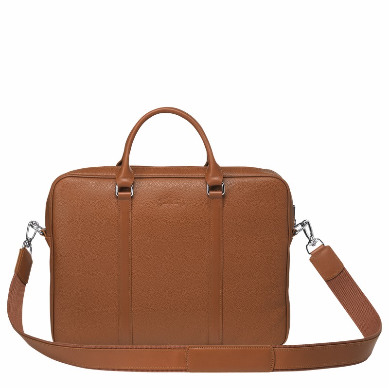 Caramel Longchamp Le FOULONNÉ XS Briefcase - Leather UK | L2121021F72