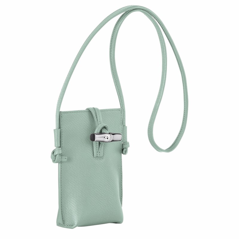 Celadon Longchamp Le Roseau Phone case - Leather UK | 34180HFP282