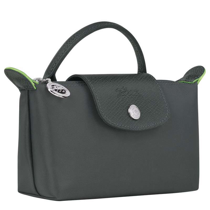 Deep Grey Longchamp Le Pliage Green Pouch with handle - Recycled canvas UK | 34175919P66-