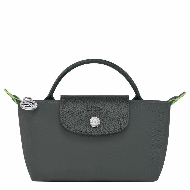 Deep Grey Longchamp Le Pliage Green Pouch with handle - Recycled canvas UK | 34175919P66-