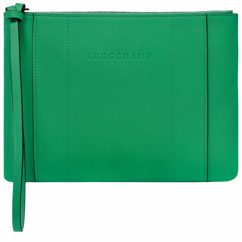 Green Longchamp 3D Pouch - Leather UK | 30032HCV129