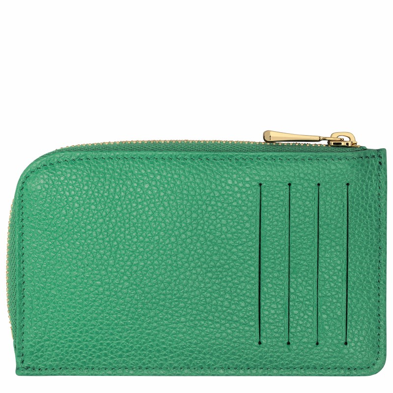 Green Longchamp Le FOULONNÉ Card holder - Leather UK | 30036021129-