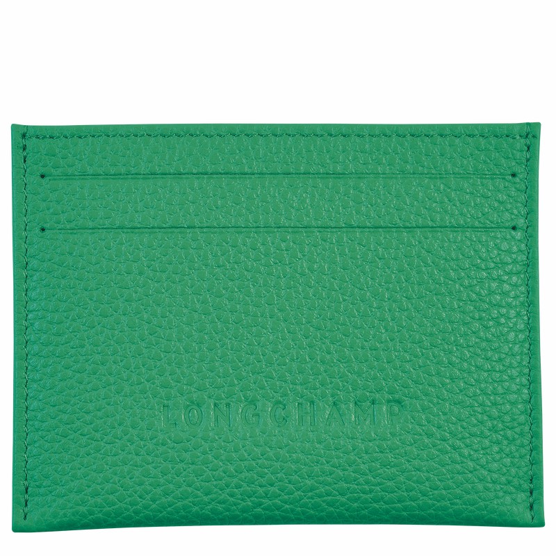 Green Longchamp Le FOULONNÉ Cardholder - Leather UK | L3218021129