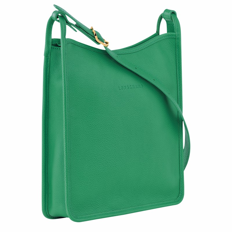 Green Longchamp Le FOULONNÉ M Crossbody bag - Leather UK | 10140021129