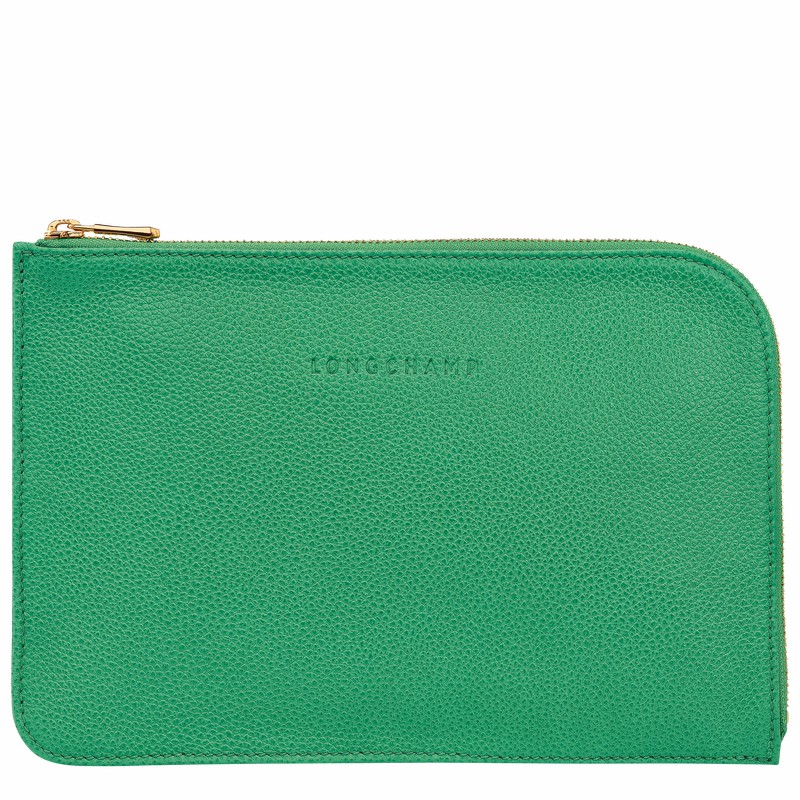 Green Longchamp Le FOULONNÉ Pouch - Leather UK | 30040021129