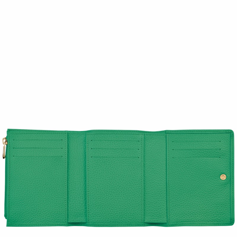 Green Longchamp Le FOULONNÉ Wallet - Leather UK | 30021021129-