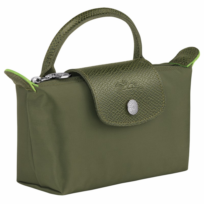 Green Longchamp Le Pliage Green Pouch with handle - Recycled canvas UK | 34175919479