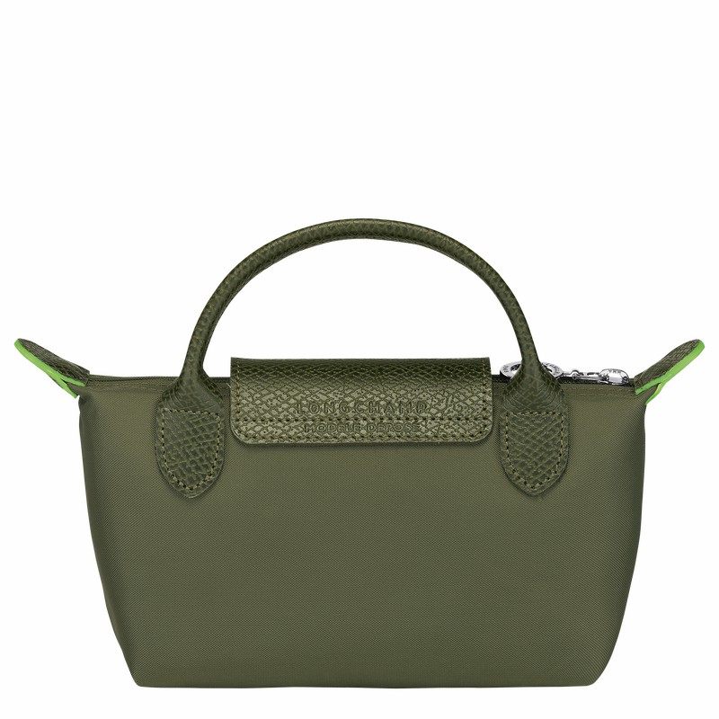 Green Longchamp Le Pliage Green Pouch with handle - Recycled canvas UK | 34175919479