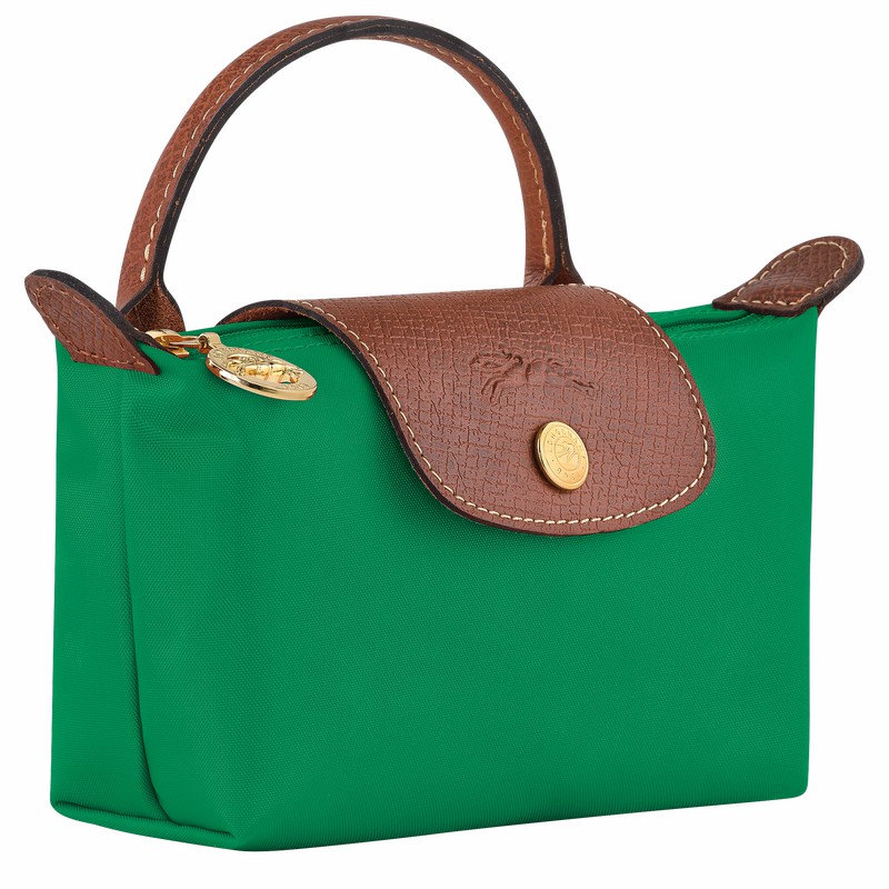 Green Longchamp Le Pliage Original Pouch with handle - Recycled canvas UK | 34175089P88