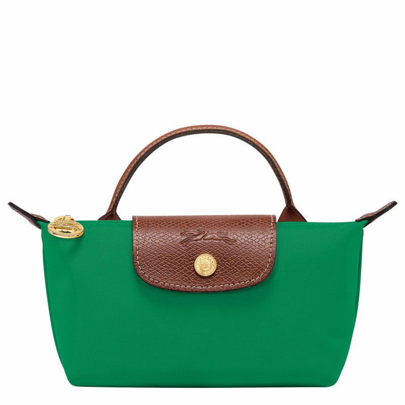 Green Longchamp Le Pliage Original Pouch with handle - Recycled canvas UK | 34175089P88