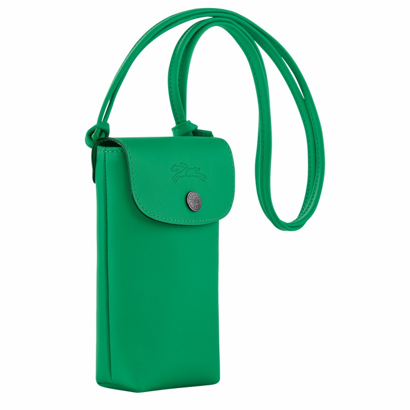 Green Longchamp Le Pliage Xtra Phone case with leather lace - Leather UK | 34178987249-