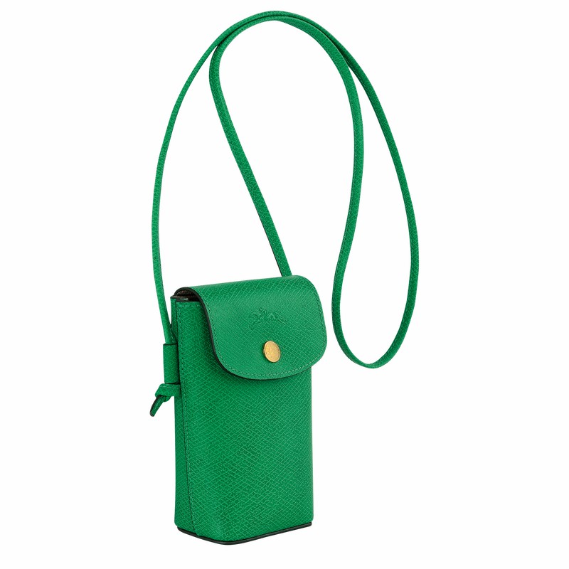 Green Longchamp ÉPURE Phone case with leather lace - Leather UK | 34193HYZ129