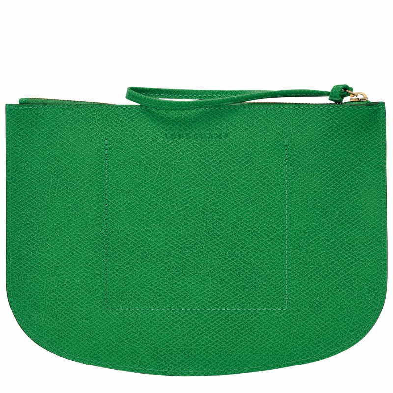 Green Longchamp ÉPURE Pouch - Leather UK | 10250HYZ129