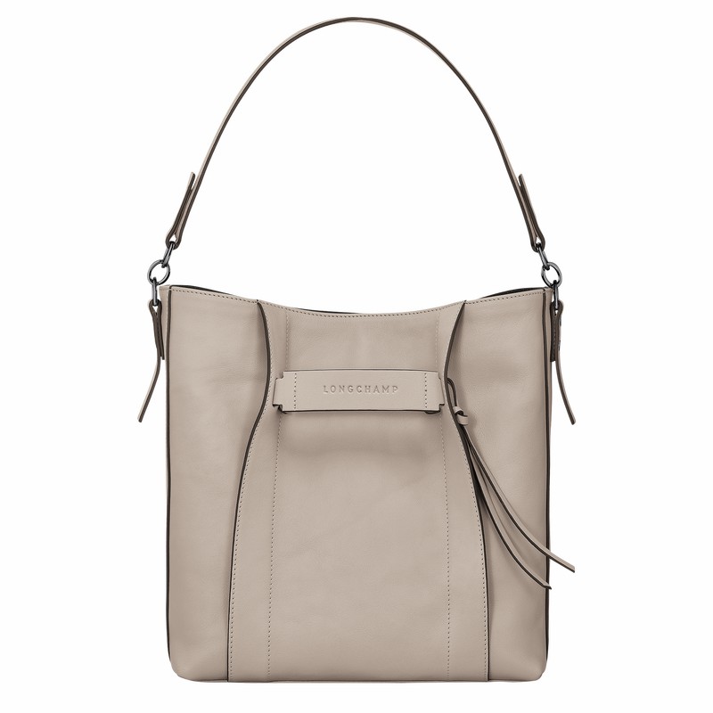 Grey Longchamp 3D M Hobo bag - Leather UK | 10225HCV299