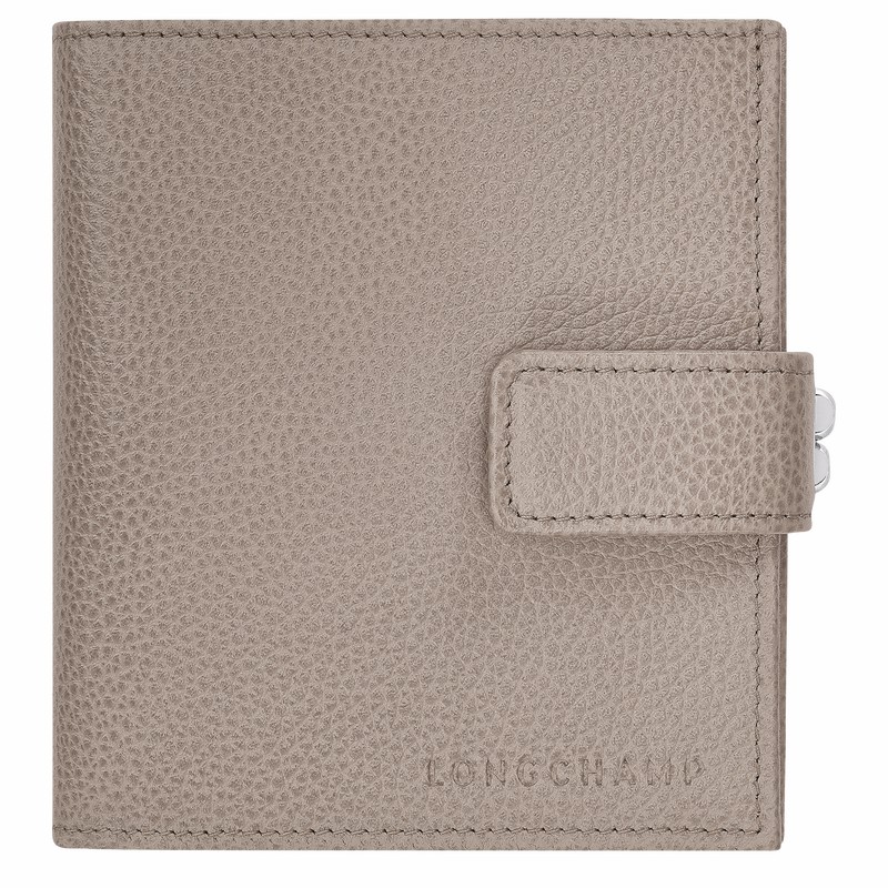 Grey Longchamp Le FOULONNÉ Compact wallet - Leather UK | L4961021P55