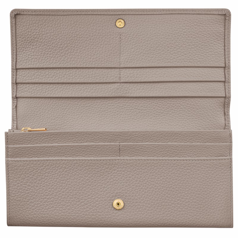 Grey Longchamp Le FOULONNÉ Continental wallet - Leather UK | L3044021P55