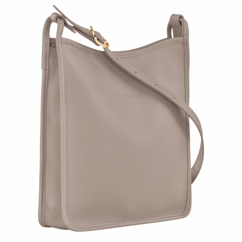 Grey Longchamp Le FOULONNÉ M Crossbody bag - Leather UK | 10140021P55