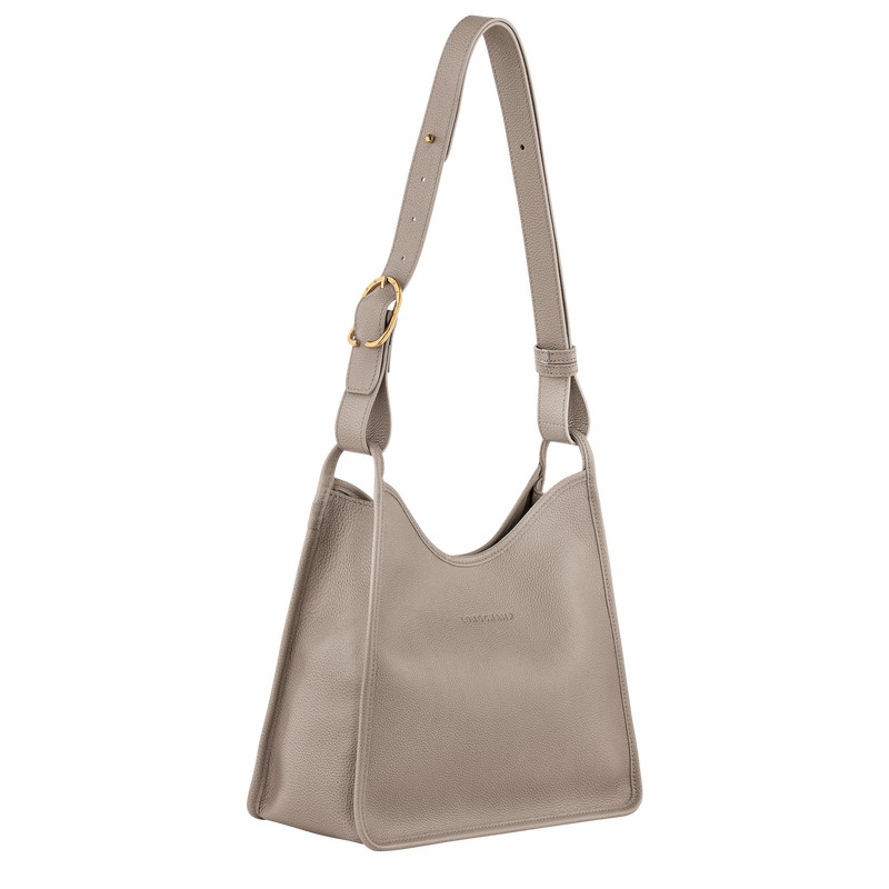 Grey Longchamp Le FOULONNÉ M Hobo bag - Leather UK | 10155021P55