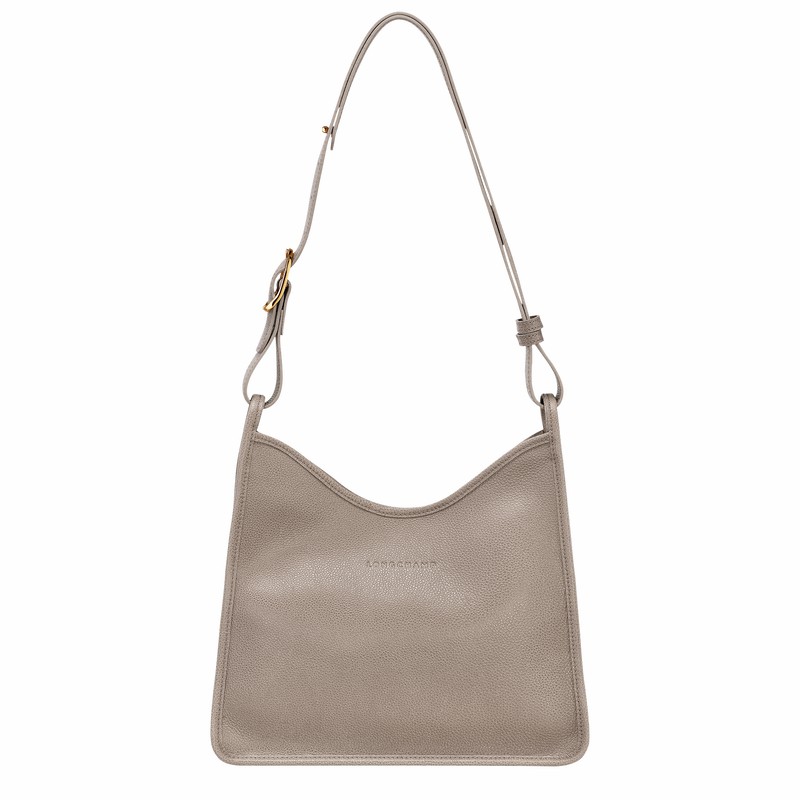 Grey Longchamp Le FOULONNÉ M Hobo bag - Leather UK | 10155021P55