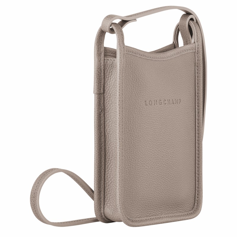 Grey Longchamp Le FOULONNÉ Phone case - Leather UK | 34200021P55