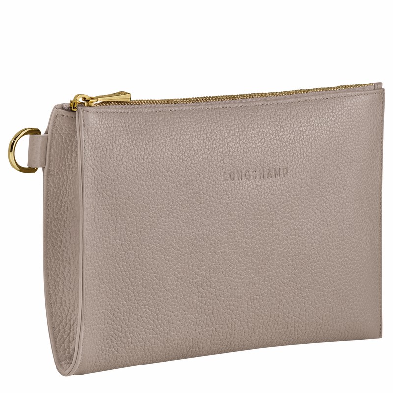 Grey Longchamp Le FOULONNÉ Pouch - Leather UK | L2541021P55