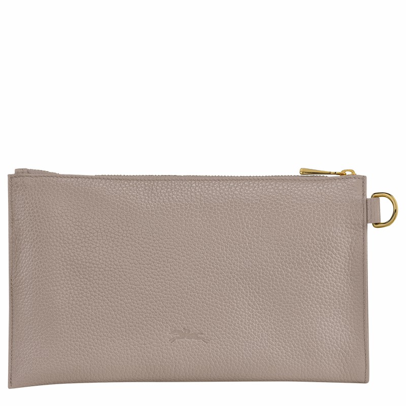 Grey Longchamp Le FOULONNÉ Pouch - Leather UK | L2541021P55