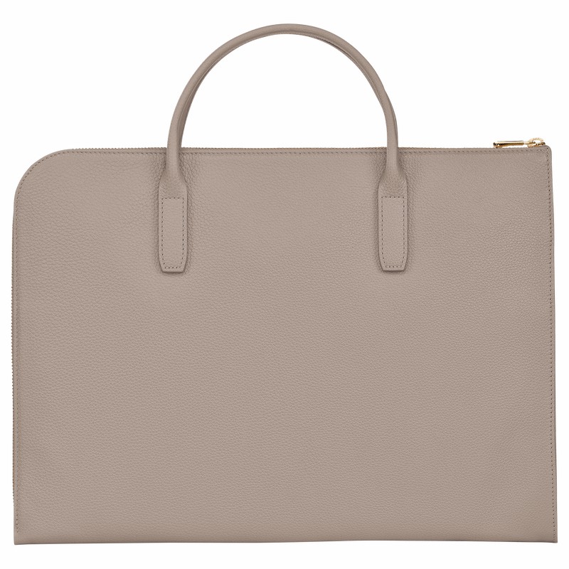 Grey Longchamp Le FOULONNÉ S Briefcase - Leather UK | L2115021P55-