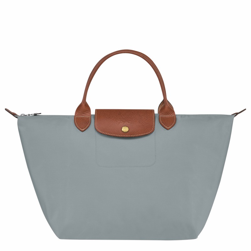 Grey Longchamp Le Pliage Original M Handbag - Recycled canvas UK | L1623089P80