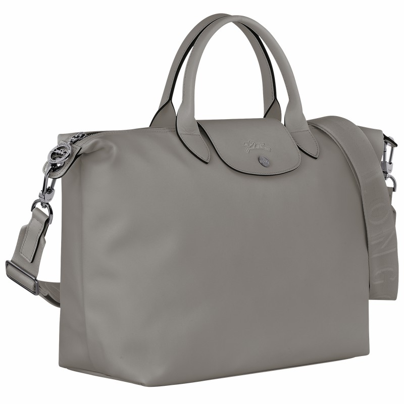 Grey Longchamp Le Pliage Xtra L Handbag - Leather UK | 10201987P55