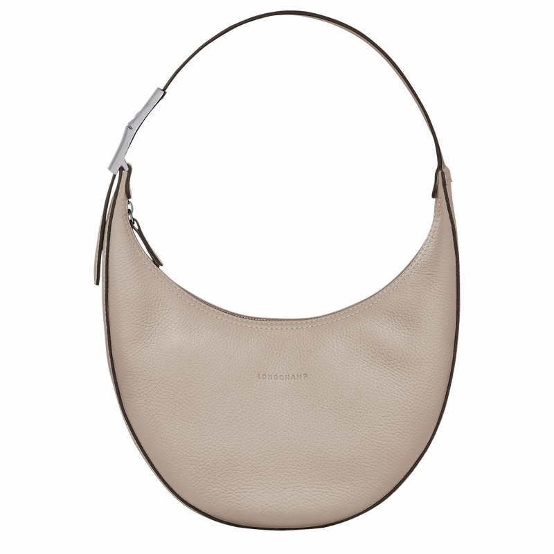 Grey Longchamp Le Roseau Essential M Hobo bag - Leather UK | 10218968266