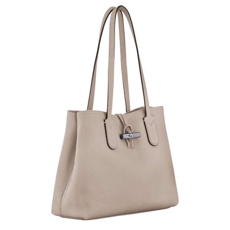 Grey Longchamp Le Roseau Essential M Tote bag - Leather UK | 10183968266