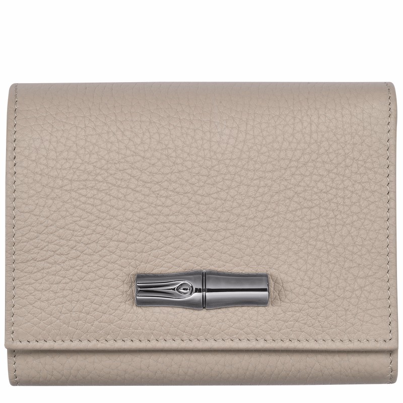 Grey Longchamp Le Roseau Essential Wallet - Leather UK | 30021968266