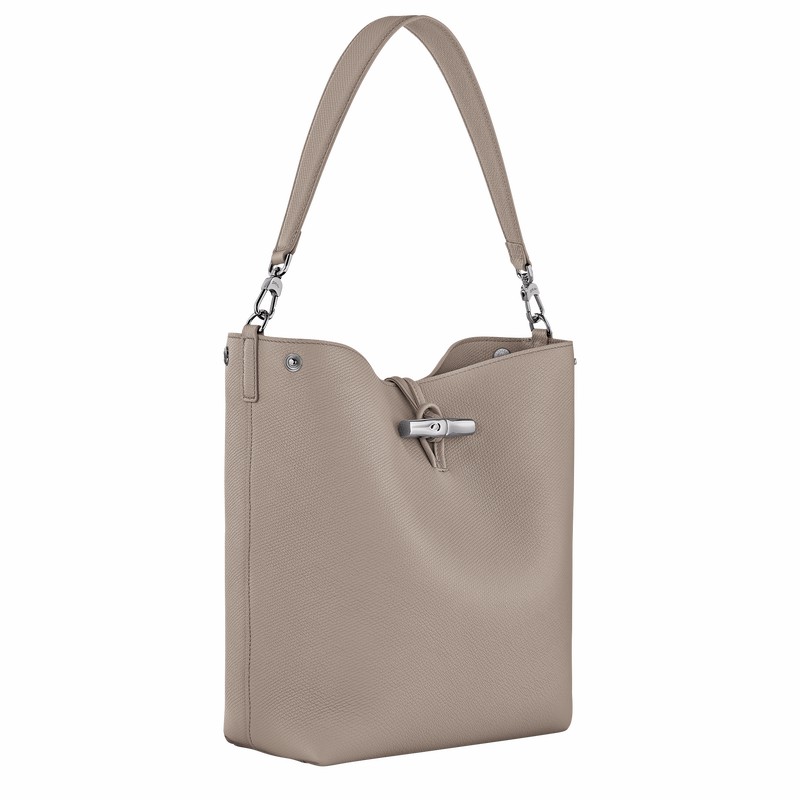 Grey Longchamp Le Roseau M Shoulder bag - Leather UK | 10281HFP266