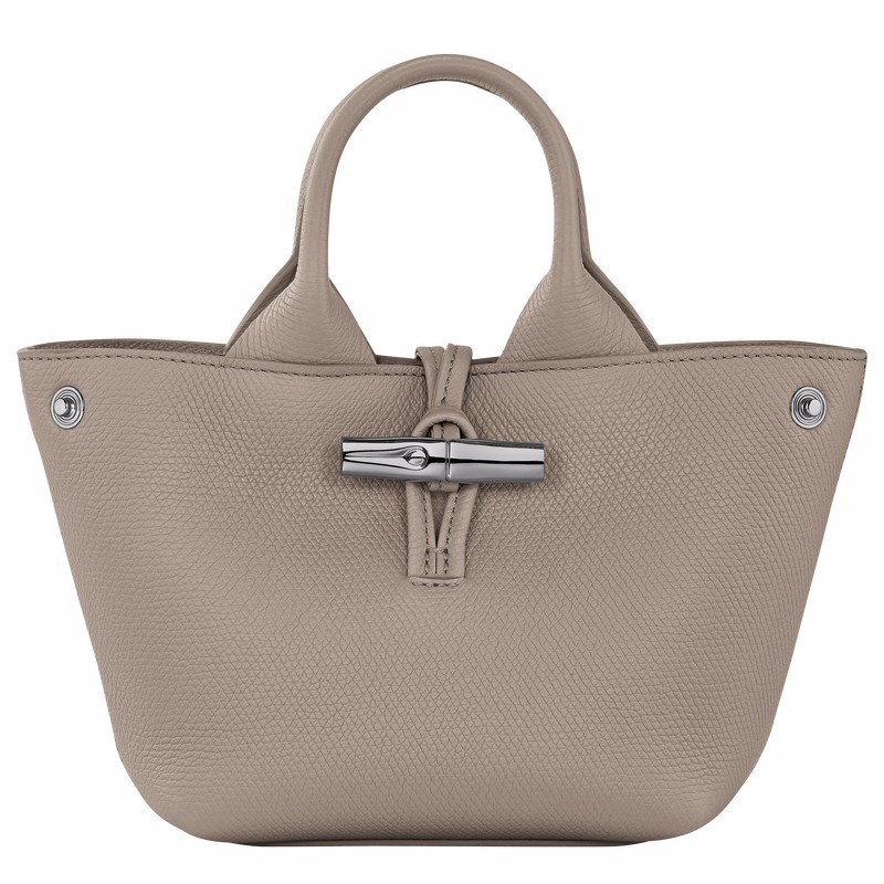 Grey Longchamp Le Roseau XS Handbag - Leather UK | 10278HFP266