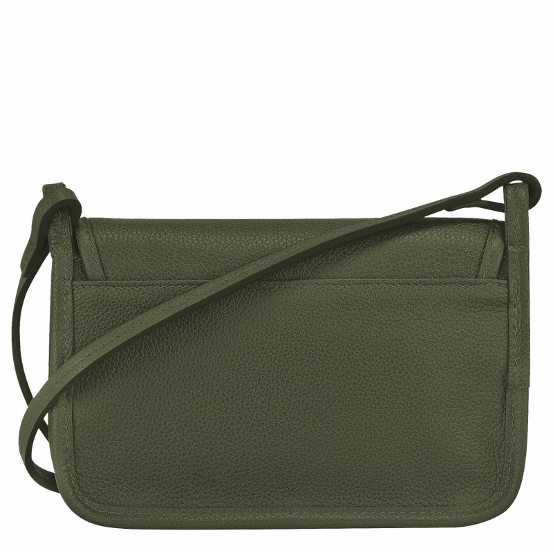 Khaki Longchamp Le FOULONNÉ XS Clutch - Leather UK | 10133021892