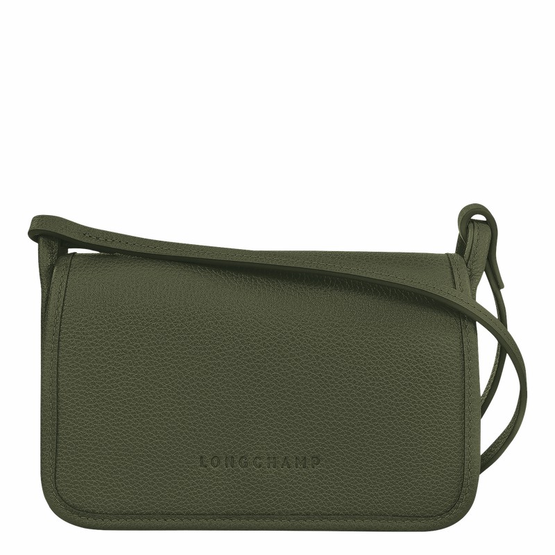 Khaki Longchamp Le FOULONNÉ XS Clutch - Leather UK | 10133021892