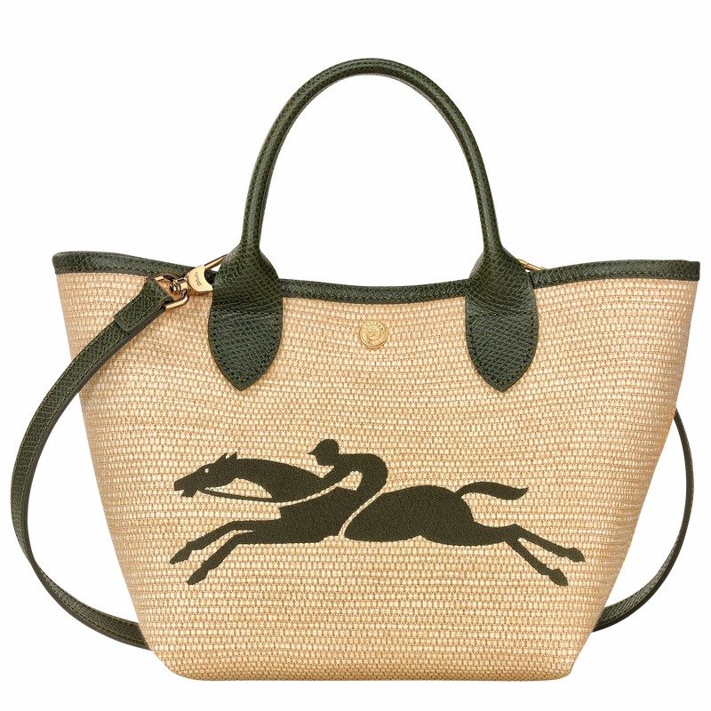 Khaki Longchamp Le Panier Pliage S Basket bag - Canvas UK | 10144HZB292