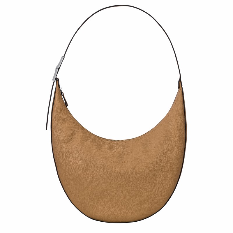 Khaki Longchamp Le Roseau Essential L Crossbody bag - Leather UK | 10234968026