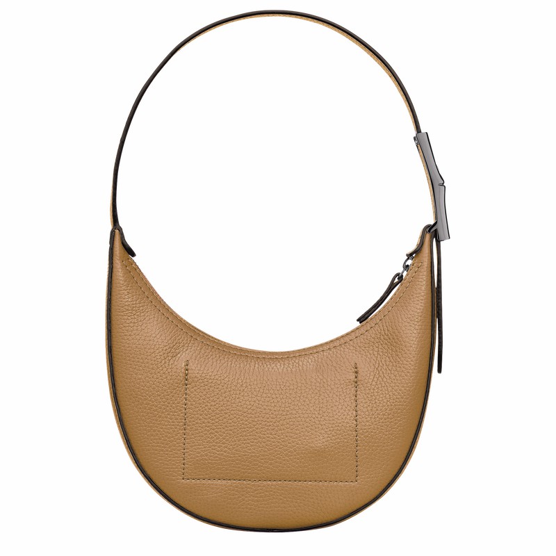 Khaki Longchamp Le Roseau Essential S Hobo bag - Leather UK | 10217968026