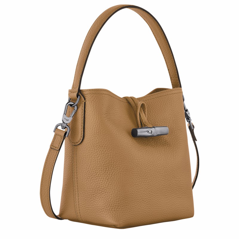 Khaki Longchamp Le Roseau Essential XS Bucket bag - Leather UK | 10159968026