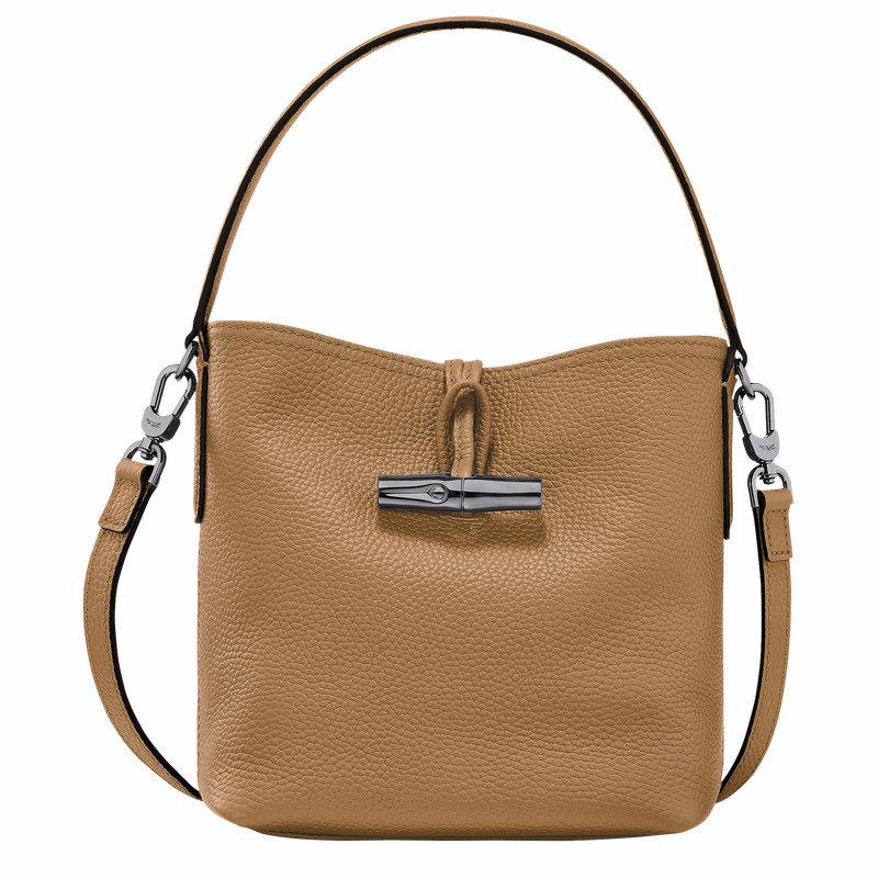 Khaki Longchamp Le Roseau Essential XS Bucket bag - Leather UK | 10159968026