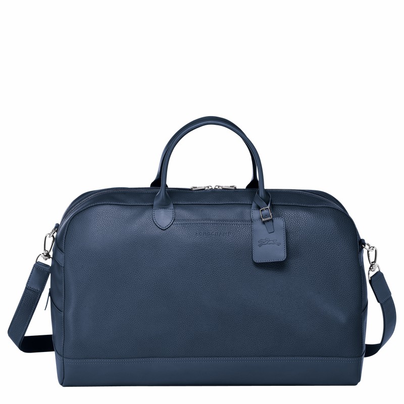 Navy Longchamp Le FOULONNÉ M Travel bag - Leather UK | L1302021556-