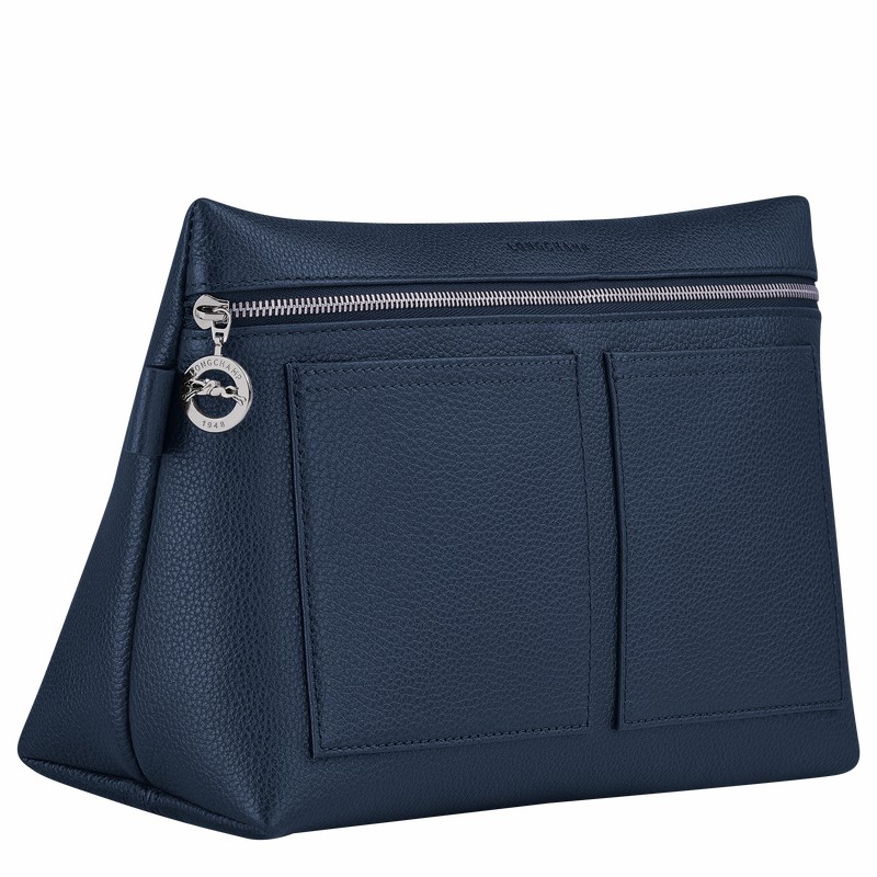 Navy Longchamp Le FOULONNÉ Toiletry case - Leather UK | 24023021556-