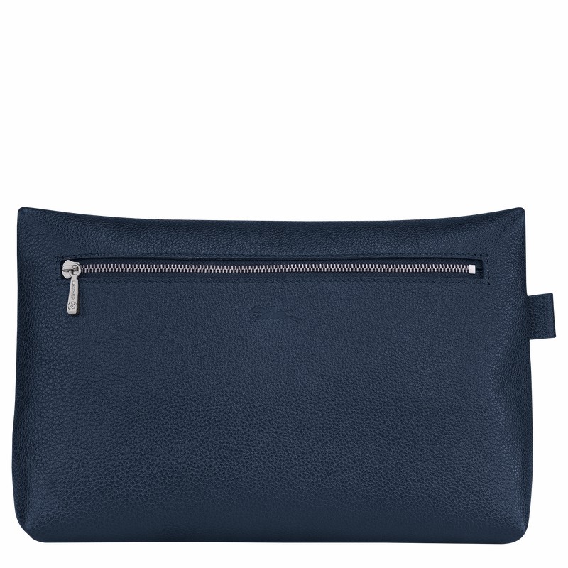 Navy Longchamp Le FOULONNÉ Toiletry case - Leather UK | 24023021556-