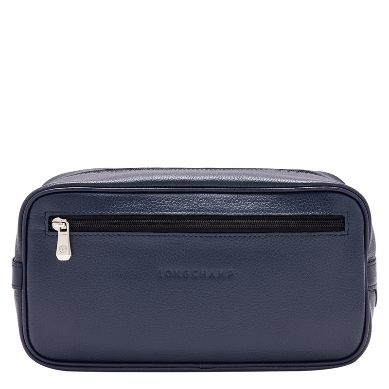 Navy Longchamp Le FOULONNÉ Toiletry case - Leather UK | L1034021556