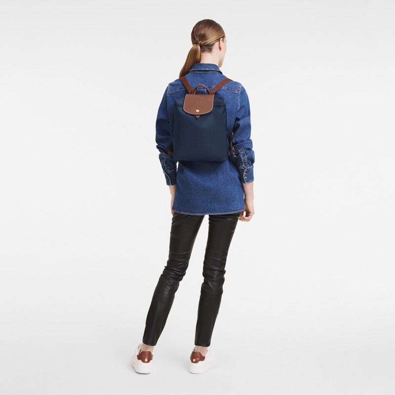 Navy Longchamp Le Pliage Original M Backpack - Recycled canvas UK | L1699089P68-