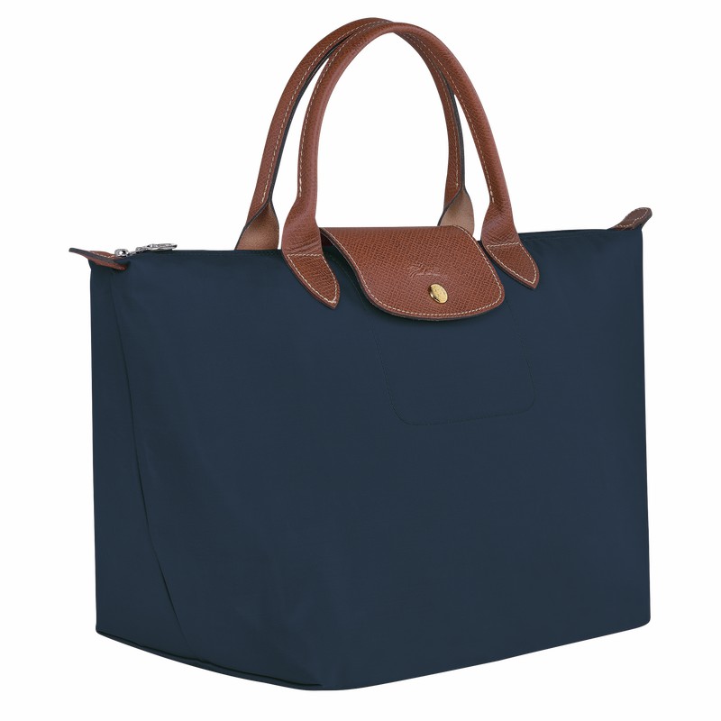 Navy Longchamp Le Pliage Original M Handbag - Recycled canvas UK | L1623089P68