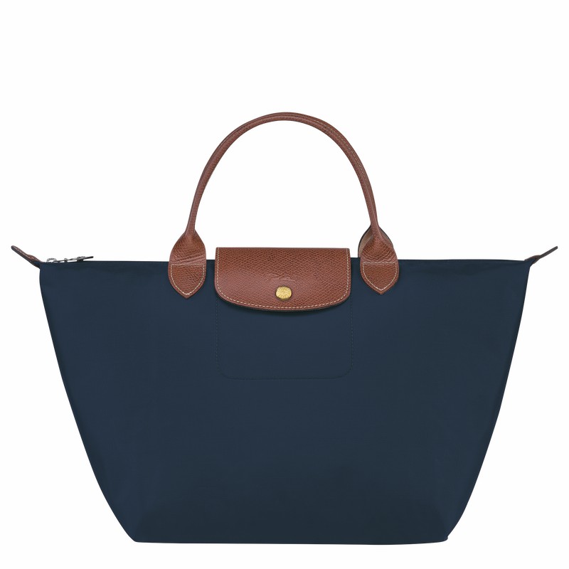 Navy Longchamp Le Pliage Original M Handbag - Recycled canvas UK | L1623089P68