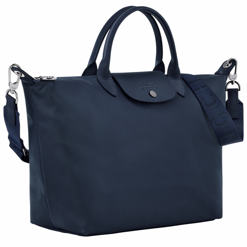 Navy Longchamp Le Pliage Xtra L Handbag - Leather UK | 10201987556-